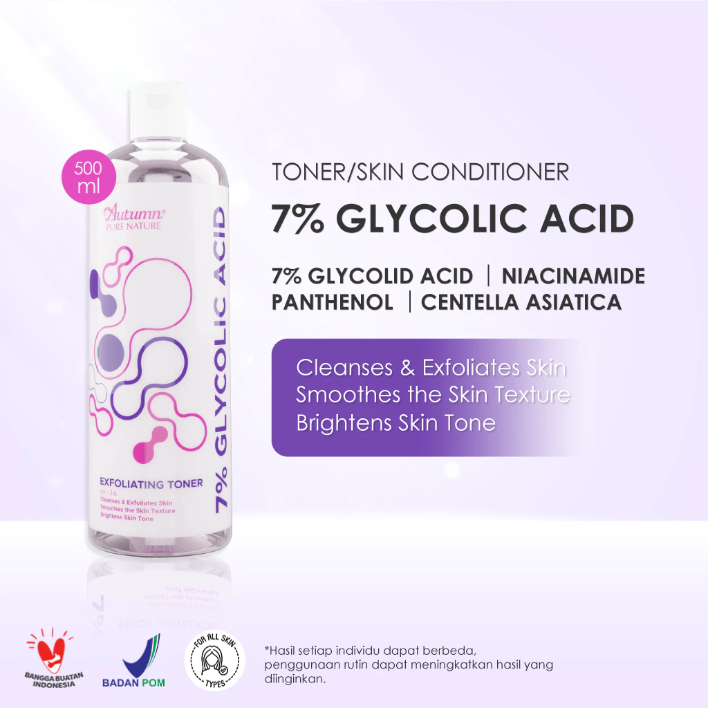 autumn 7% glycolic acid exfoliating toner 500ml/toner wajah autumn 7% glycolic acid exfoliating toner 500ml/toner wajah