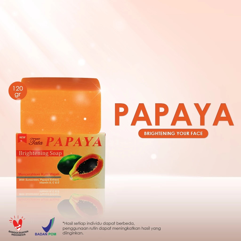 tata papaya soap/sabun batang pembersih wajah 120g tata papaya soap/sabun batang pembersih wajah 120g