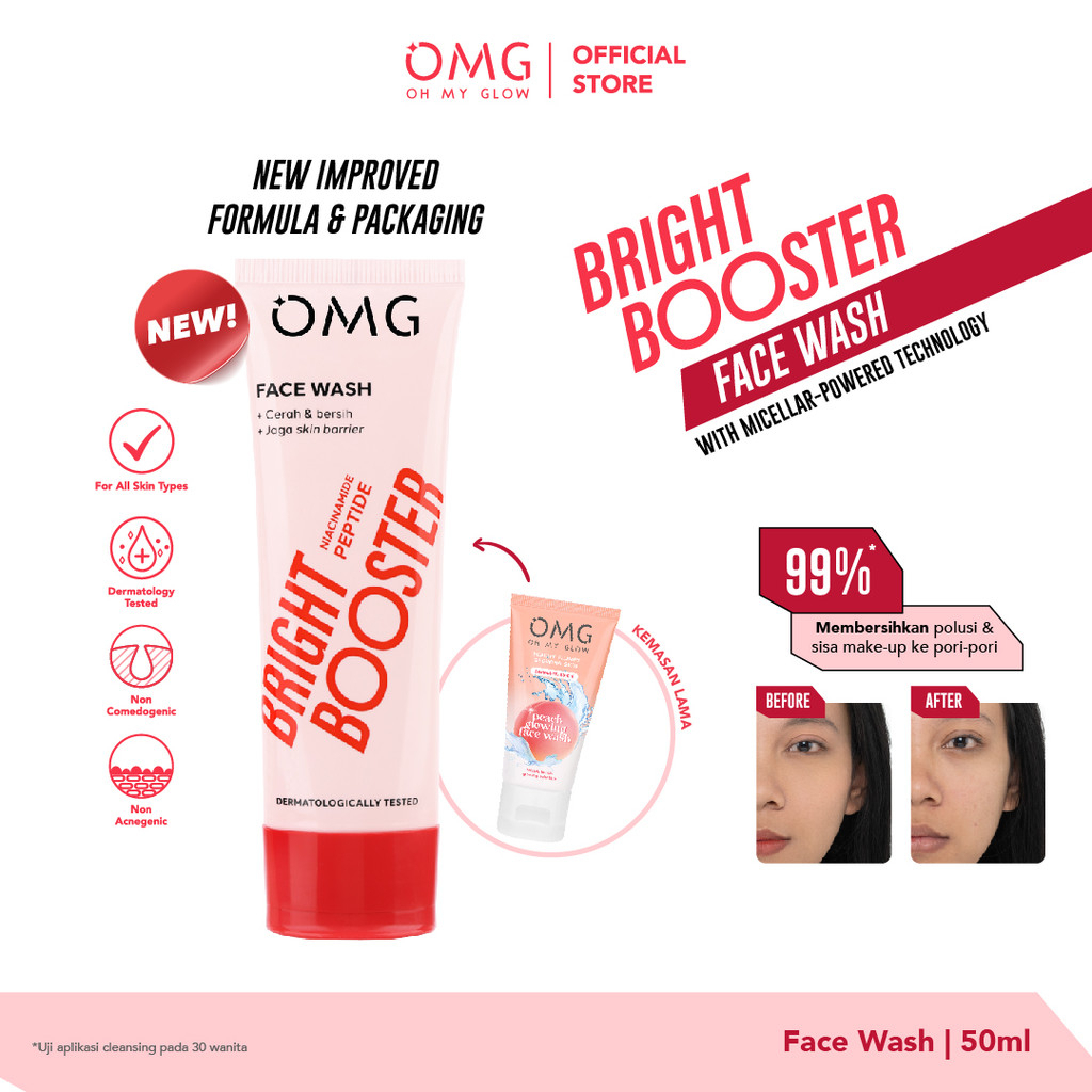 omg oh my glow bright booster face wash 50ml & 100ml/pembersih wajah omg oh my glow bright booster face wash 50ml & 100ml/pembersih wajah