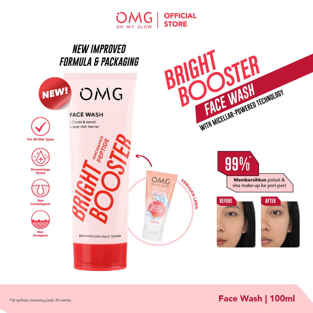 omg oh my glow bright booster face wash 50ml & 100ml/pembersih wajah omg oh my glow bright booster face wash 50ml & 100ml/pembersih wajah