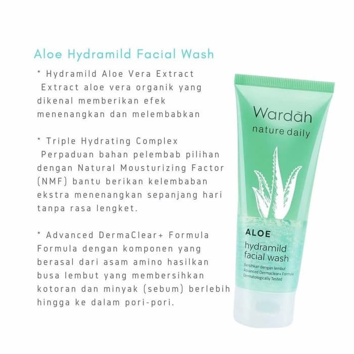 wardah nature daily aloe hydramild facial wash 60ml & 100ml | gel pembersih wajah wardah nature daily aloe hydramild facial wash 60ml & 100ml | gel pembersih wajah