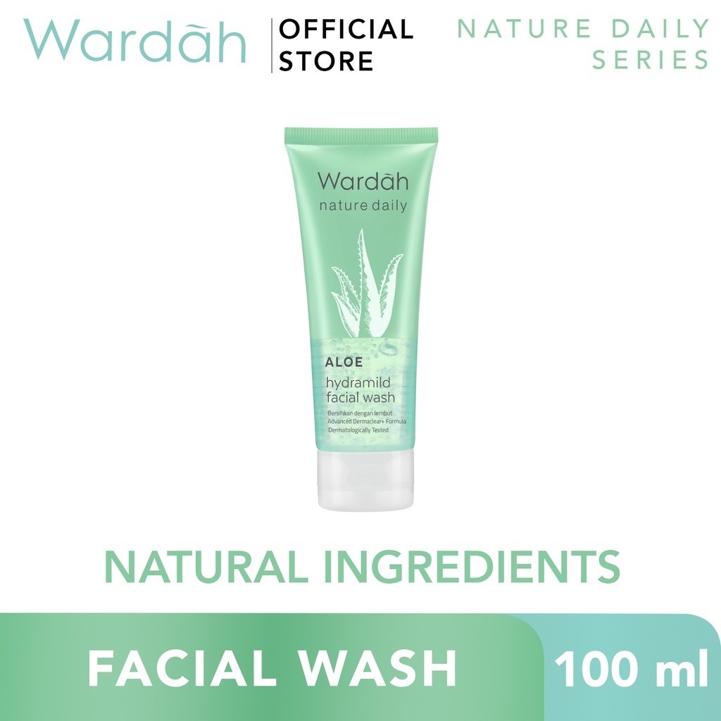 wardah nature daily aloe hydramild facial wash 60ml & 100ml | gel pembersih wajah wardah nature daily aloe hydramild facial wash 60ml & 100ml | gel pembersih wajah