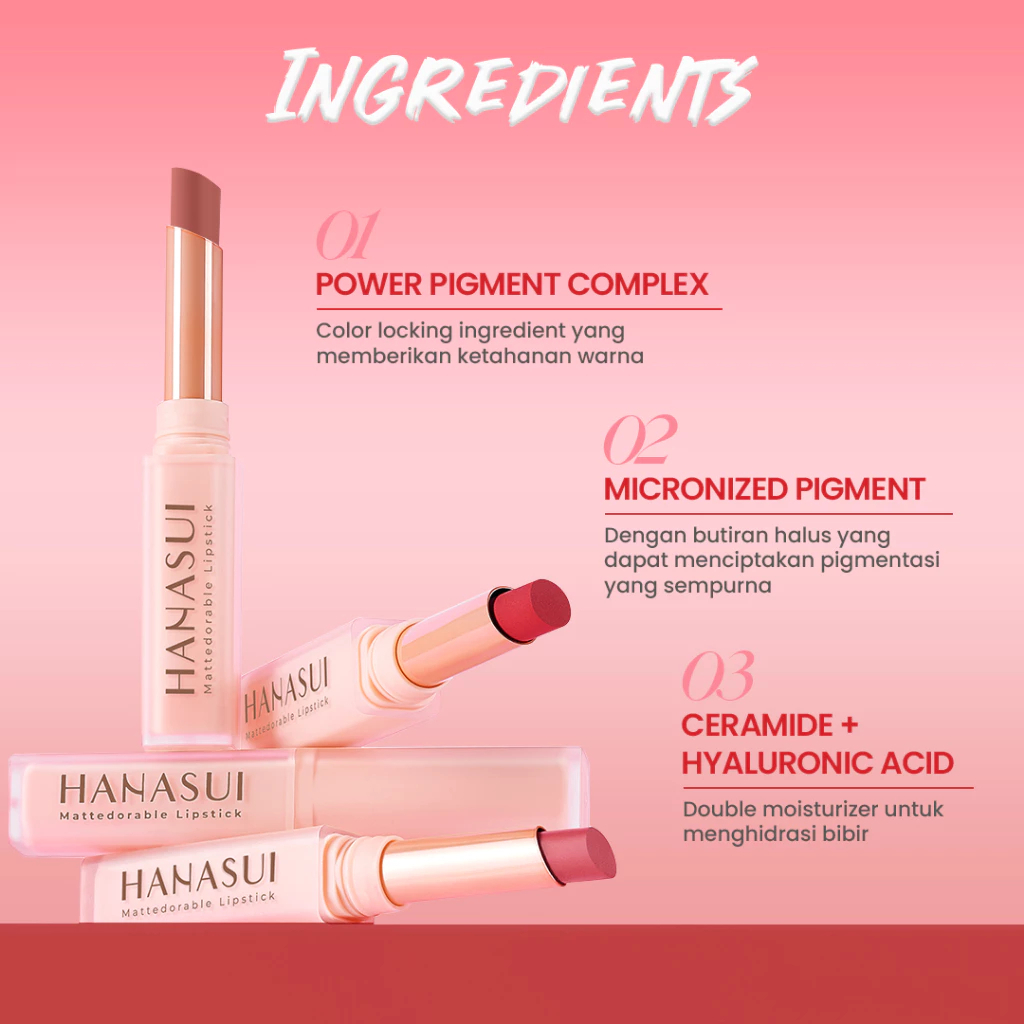 hanasui mattedorable lipstick 2g/ lipstik / lip matte hanasui mattedorable lipstick 2g/ lipstik / lip matte
