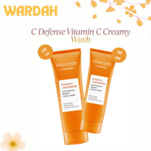 wardah c defense vitamin c panthenol creamy wash 50ml & 100ml | pembersih muka