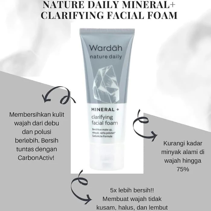 wardah nature daily mineral clarifying facial foam 100ml/pembersih wajah wardah nature daily mineral clarifying facial foam 100ml/pembersih wajah