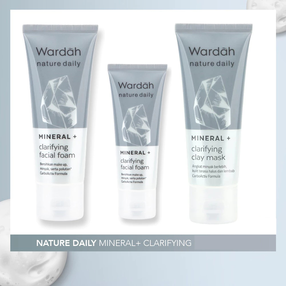wardah nature daily mineral clarifying facial foam 100ml/pembersih wajah wardah nature daily mineral clarifying facial foam 100ml/pembersih wajah
