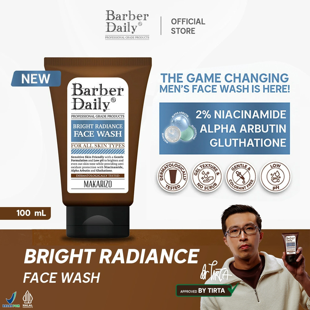 barber daily bright radiance face wash 100ml/pembersih wajah barber daily bright radiance face wash 100ml/pembersih wajah