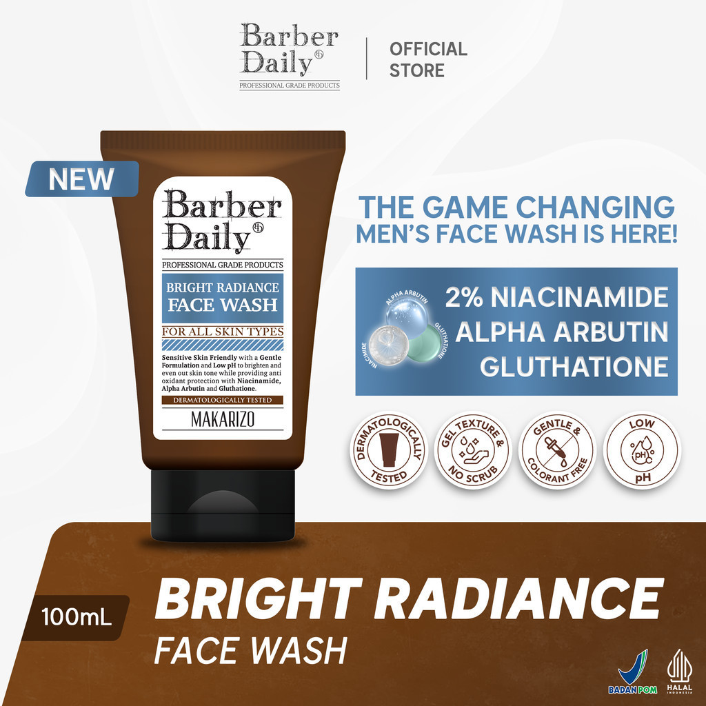 barber daily bright radiance face wash 100ml/pembersih wajah barber daily bright radiance face wash 100ml/pembersih wajah