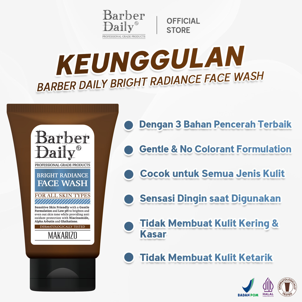 barber daily bright radiance face wash 100ml/pembersih wajah barber daily bright radiance face wash 100ml/pembersih wajah